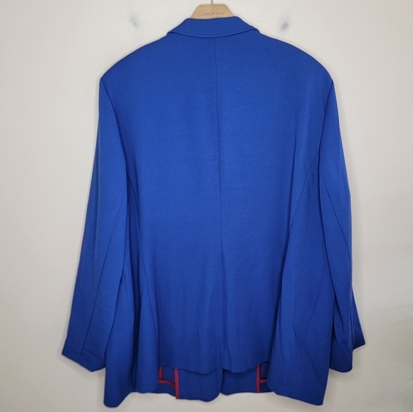 NWT Ulla Popken | Cobalt Blue Blazer with Shoulder Pads Plus Size 24 - Picture 6 of 6